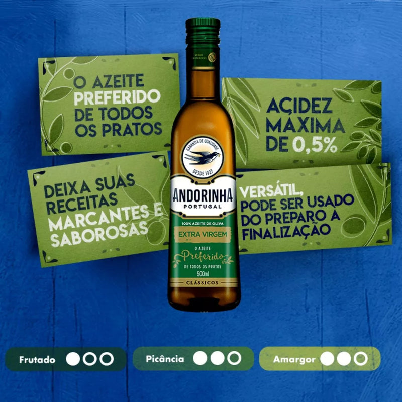 Kit 5 Azeite de Oliva Andorinha Extra Virgem - 500ml