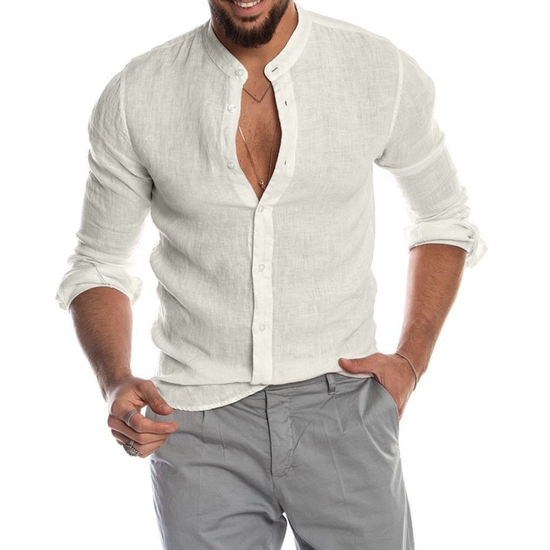 Camisa Masculina Casual em Linho