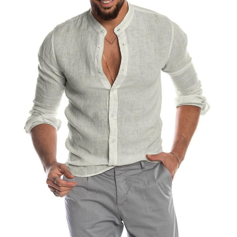 Camisa Masculina Casual em Linho